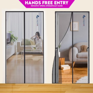 Canvas Magnetic Screen Door - Self Sealing, Heavy Duty, Hands Free Mesh Partition Keeps Bugs Out - Pet and Kid Friendly - Keep Open Feature - 38 Inch x 83 Inch